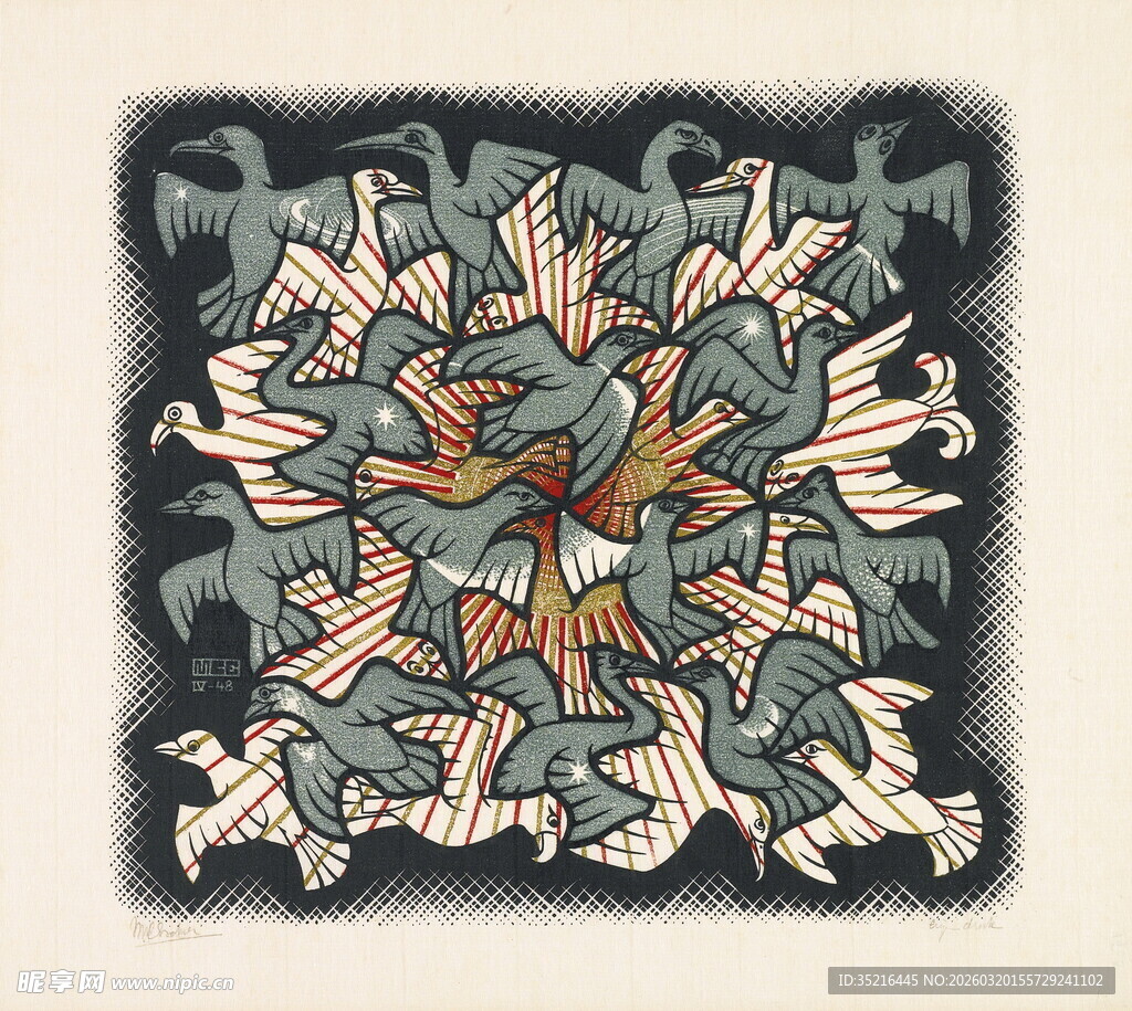 复古风格几何花卉图案