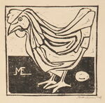 母鸡与蛋的简约版画