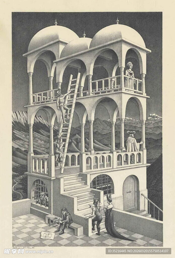 复古多层阶梯建筑景观