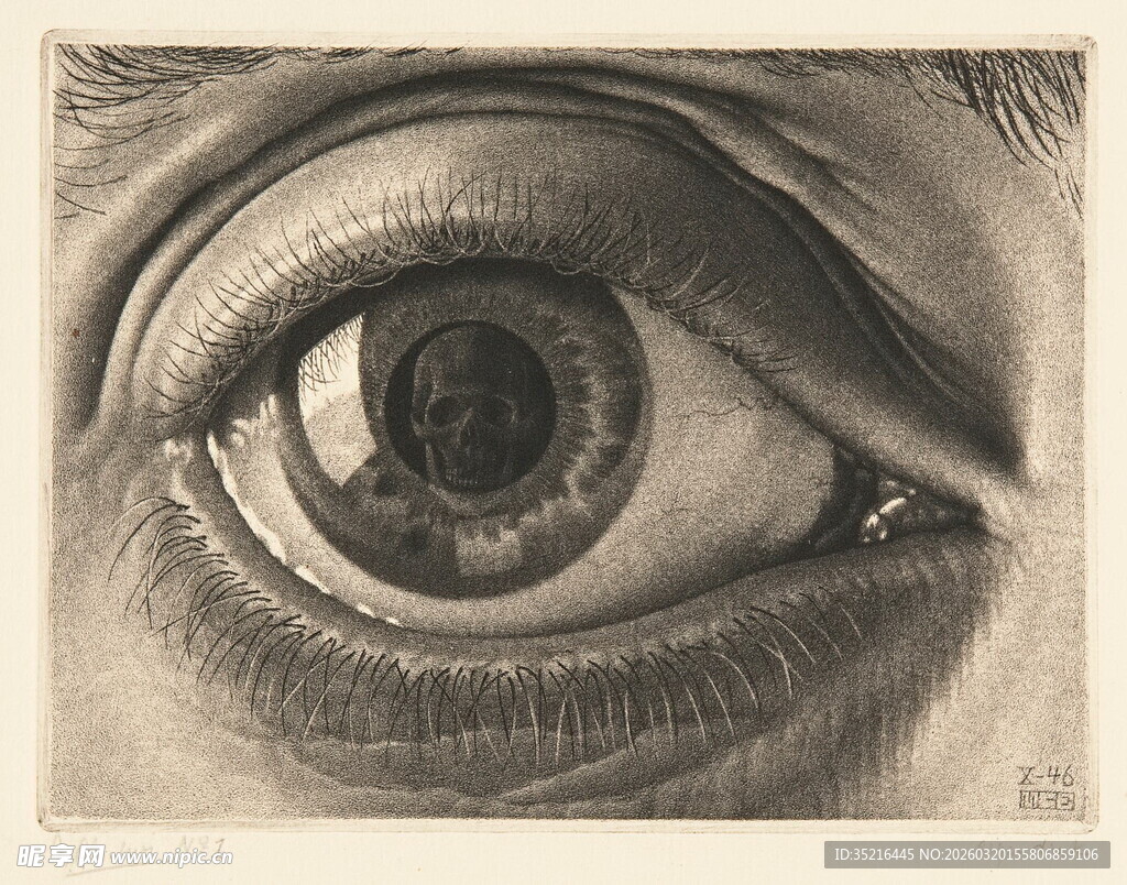 逼真素描人眼特写