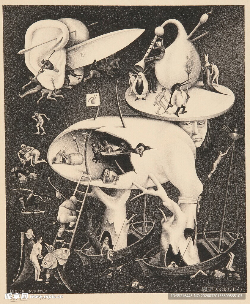 抽象艺术黑白画作