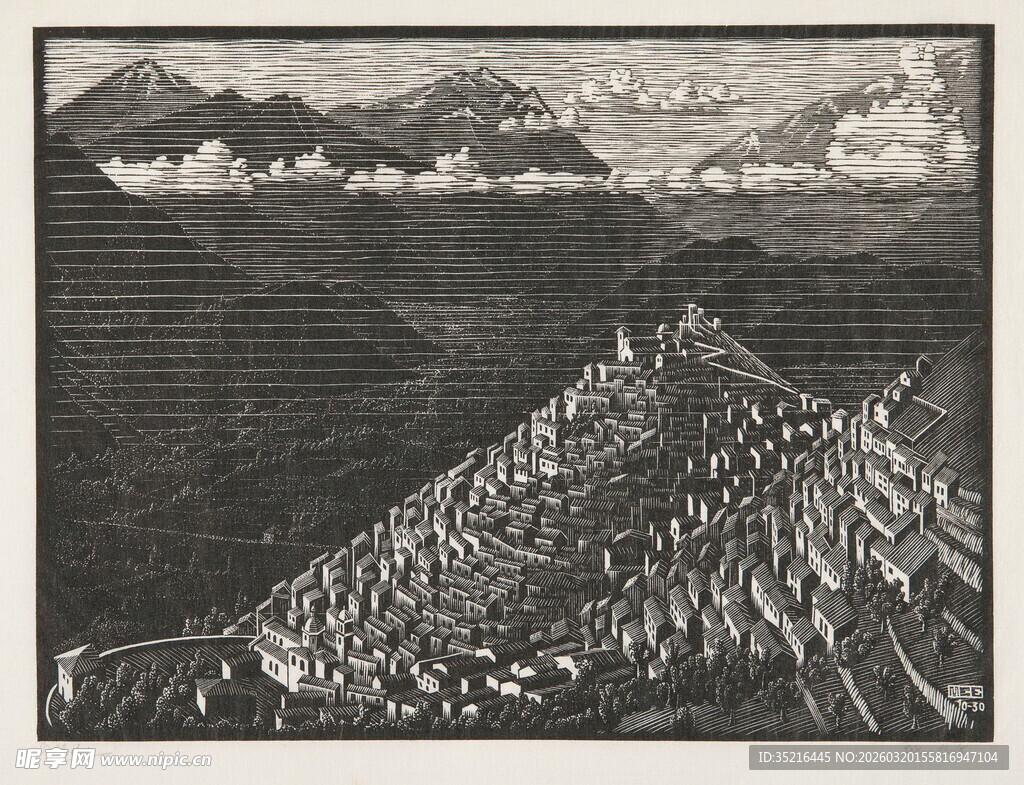 黑白山脉景观图像