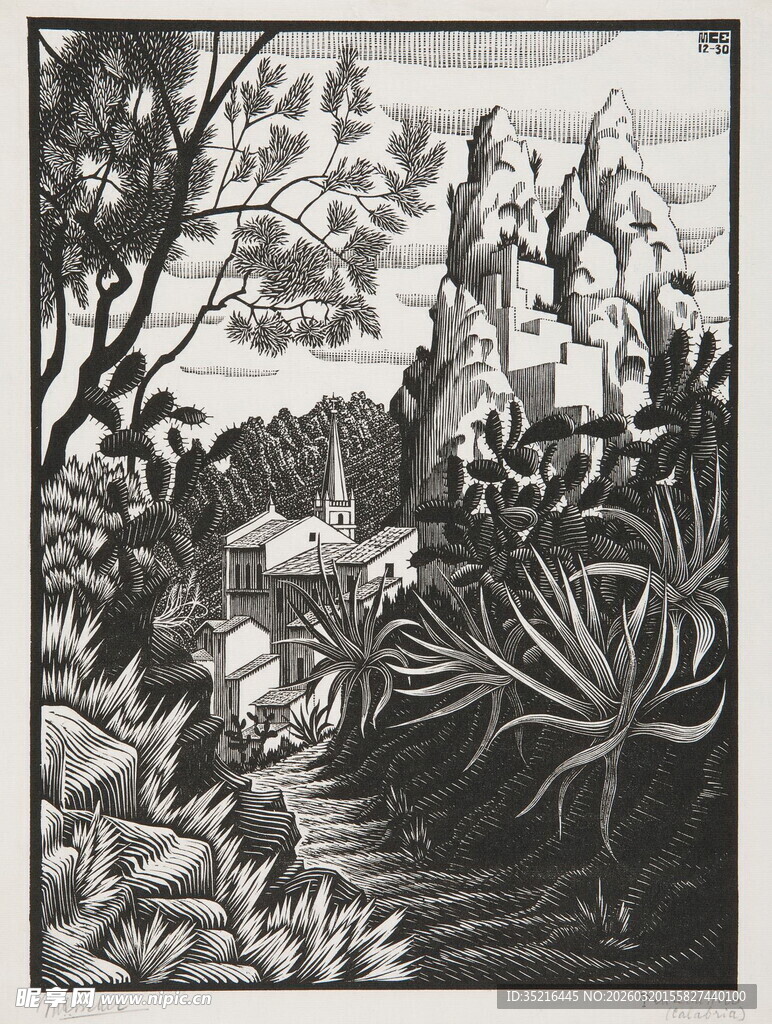 古典风景人物插画