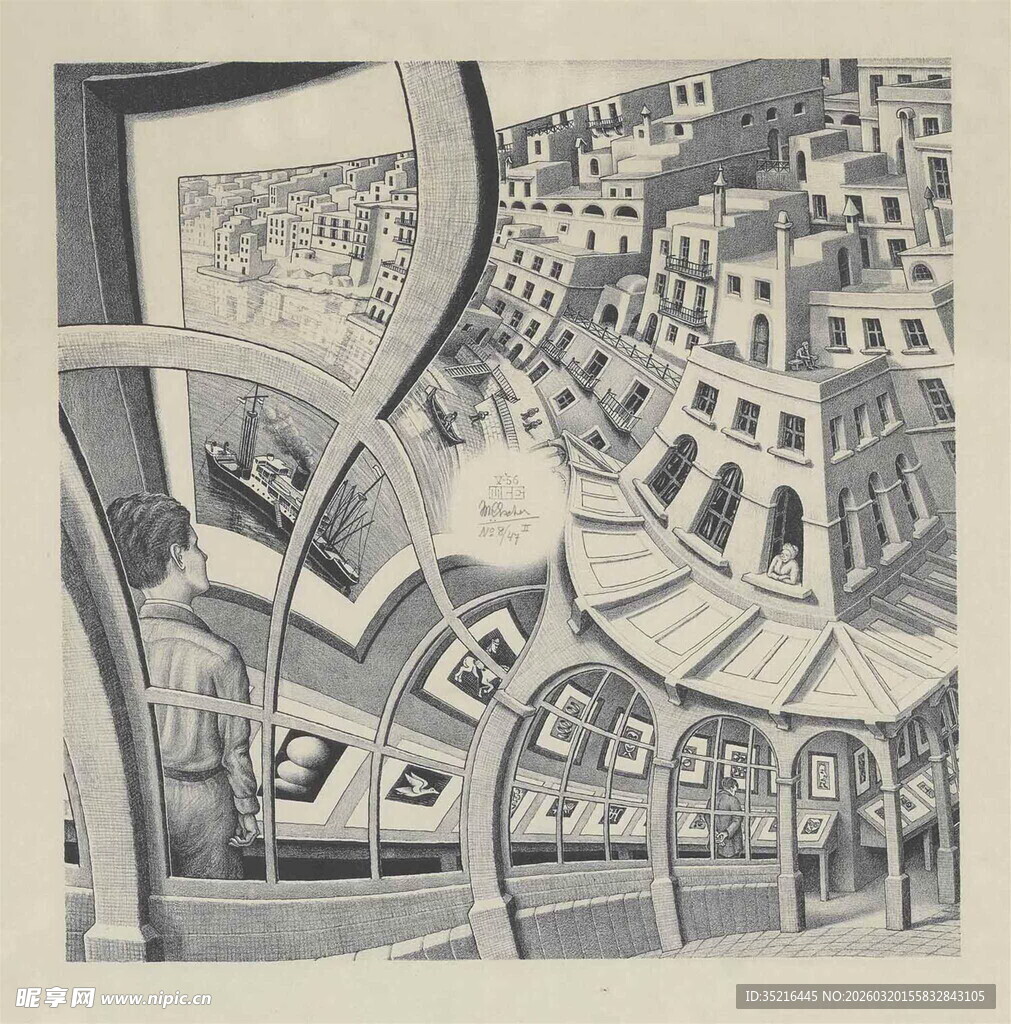 城市建筑黑白艺术插画