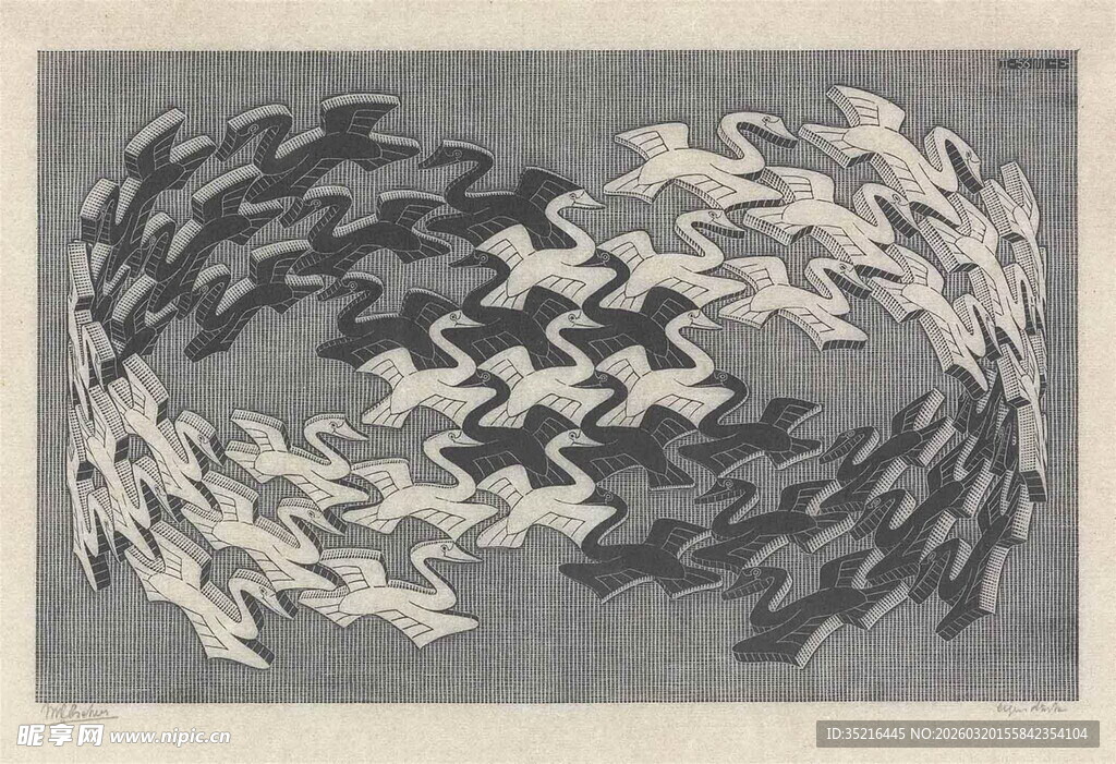 抽象黑白交织图案设计