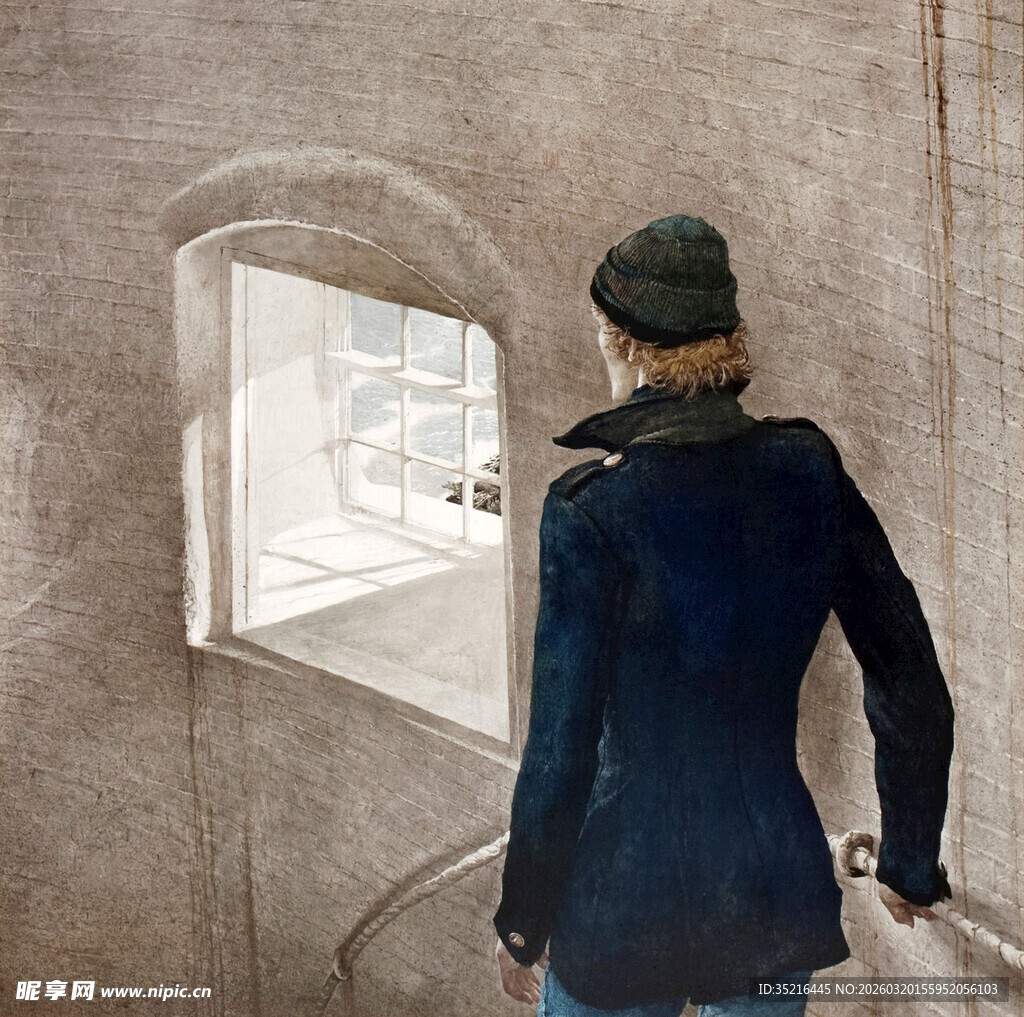 女子于窗前背影