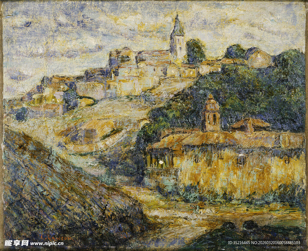 乡村风景油画作品