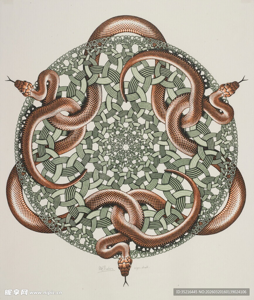 复古风环形蛇纹装饰图案