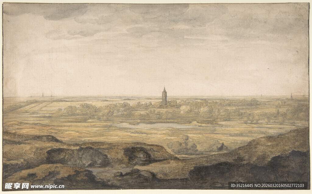 海上风景中的孤独灯塔