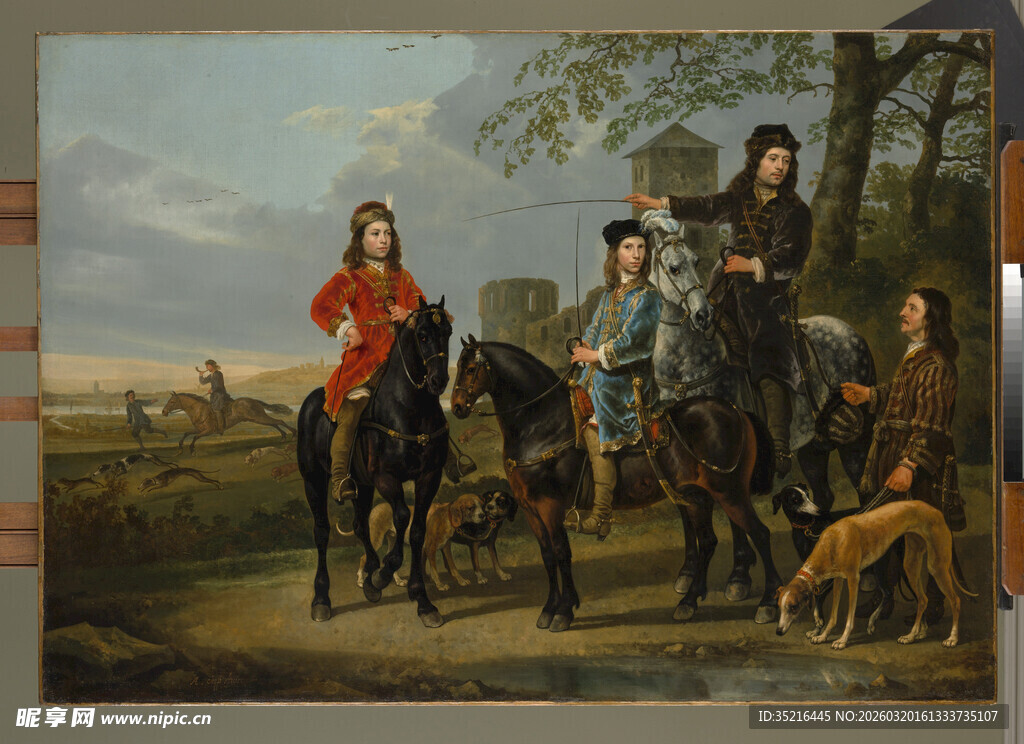 古典人物骑马场景画作