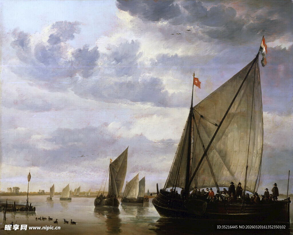 海上帆船风景图