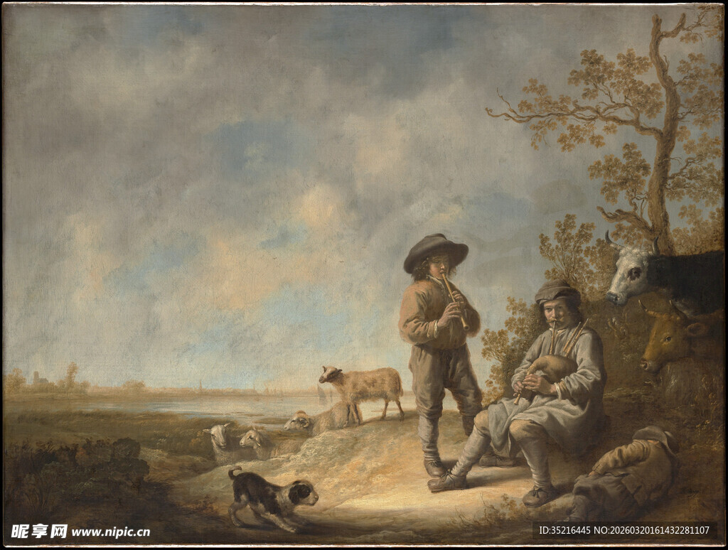 田园人物场景油画