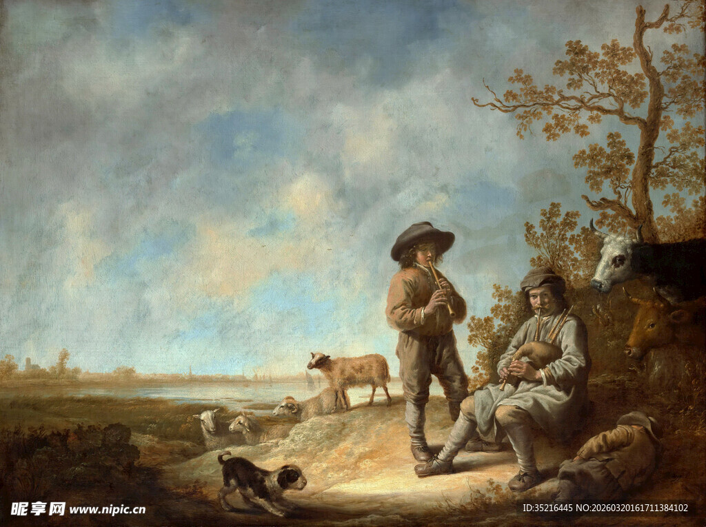 田园人物场景油画