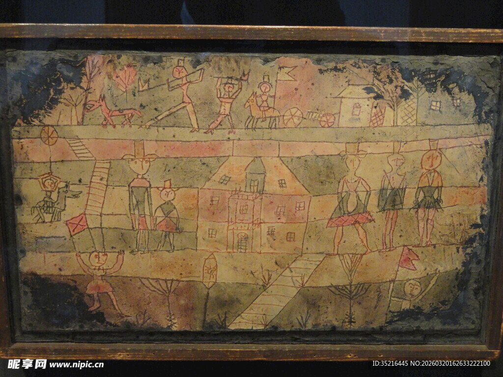 古代精美彩绘长幅画卷