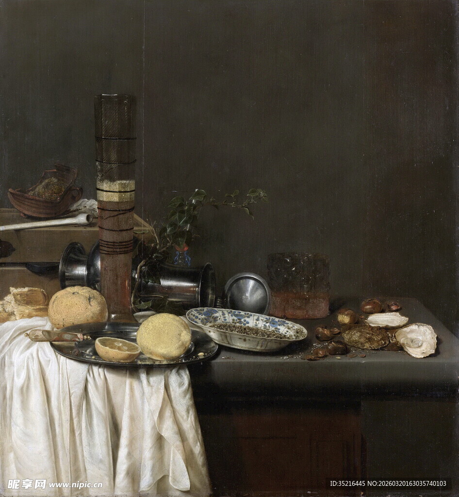 古典风格静物油画场景