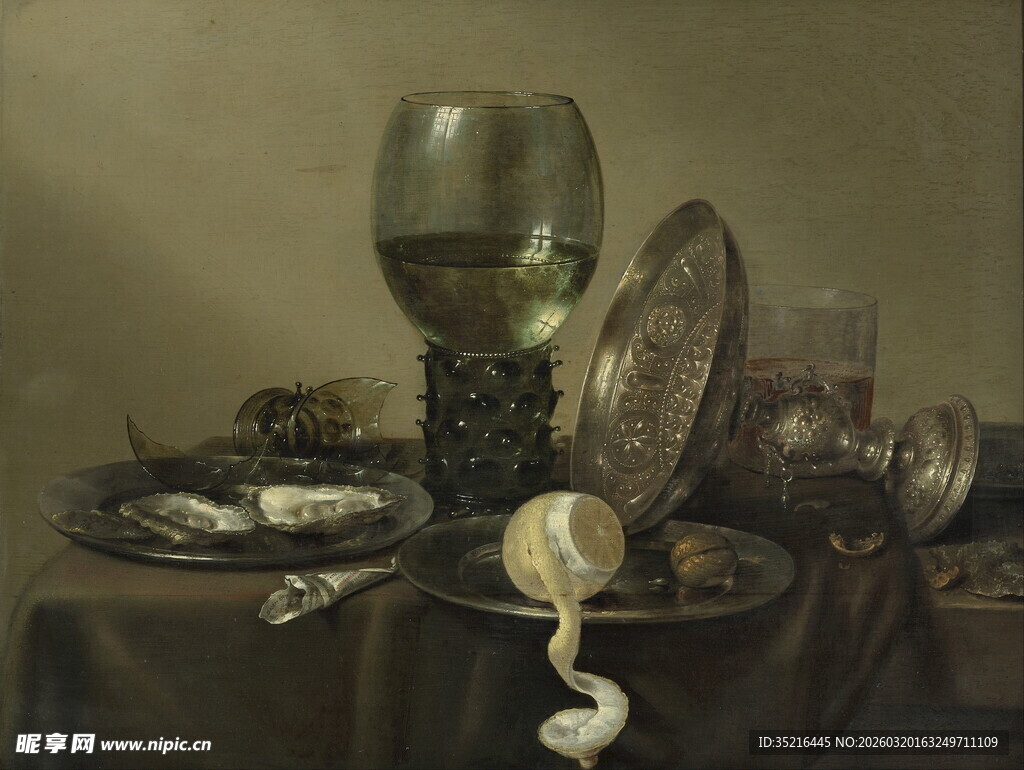 古典静物油画中的精致器皿