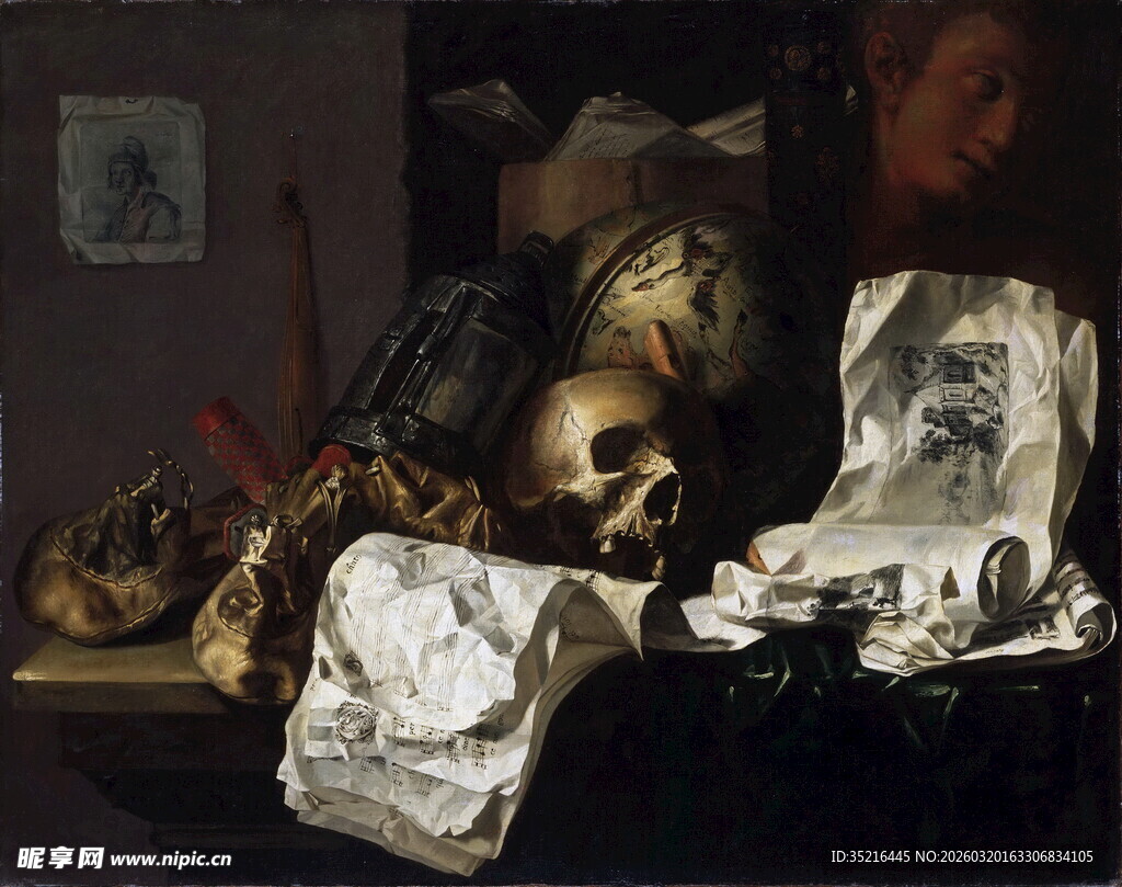 静物骷髅油画艺术作品