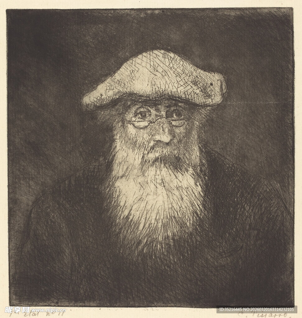 戴帽长须老者肖像