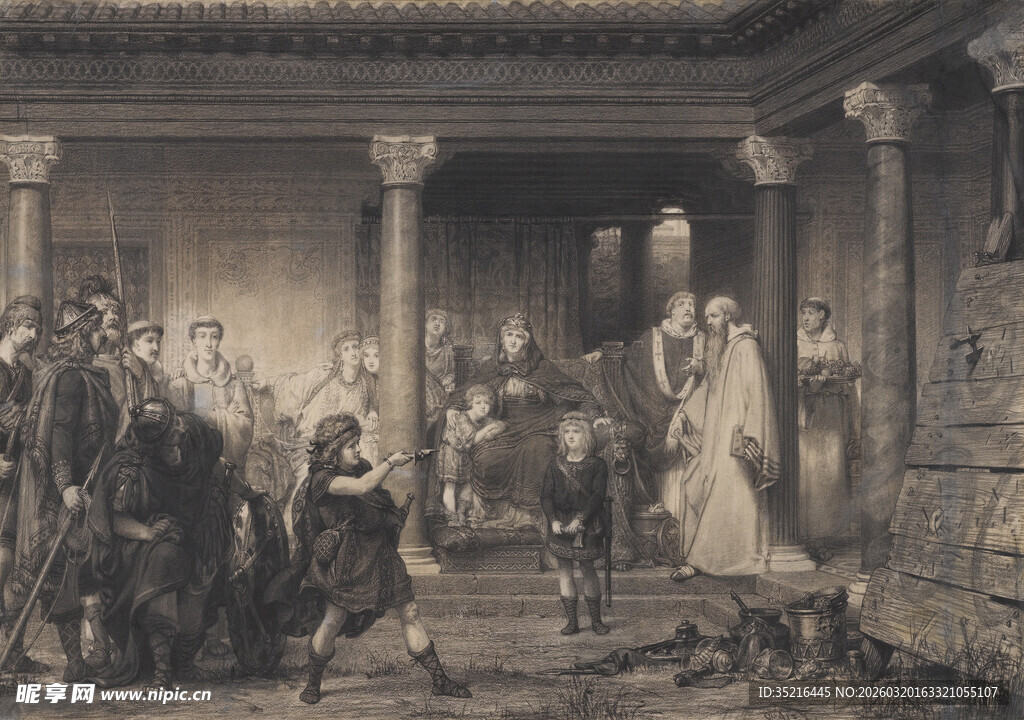 古典室内人物聚会场景