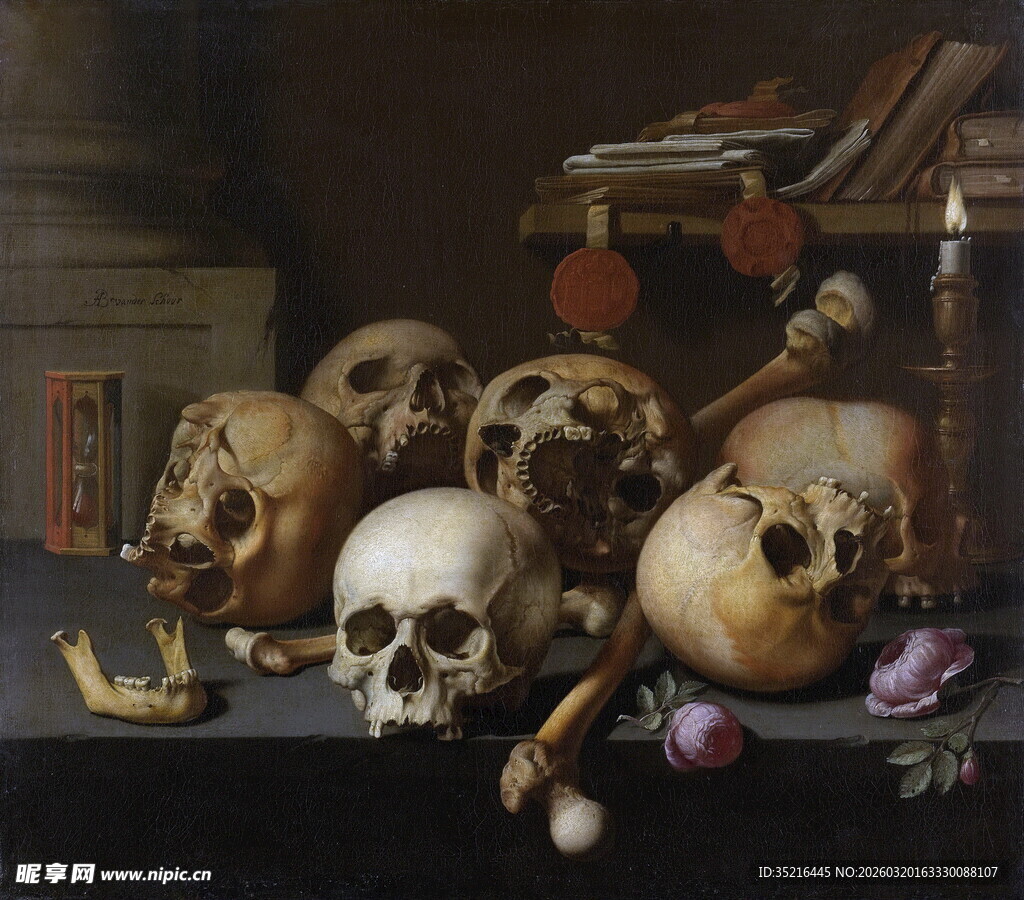 静物骷髅绘画作品展示