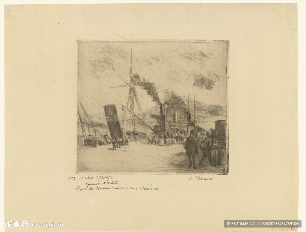 港口船只景象素描