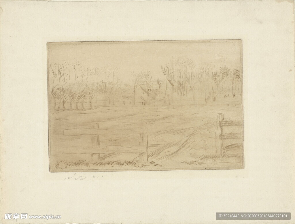 复古风景素描画