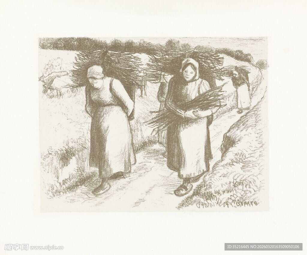 乡村妇女劳作场景