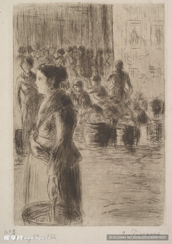 集市场景中的人物与摊位