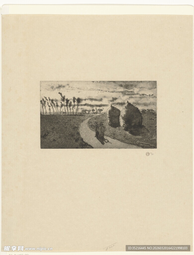 复古风格黑白风景画作