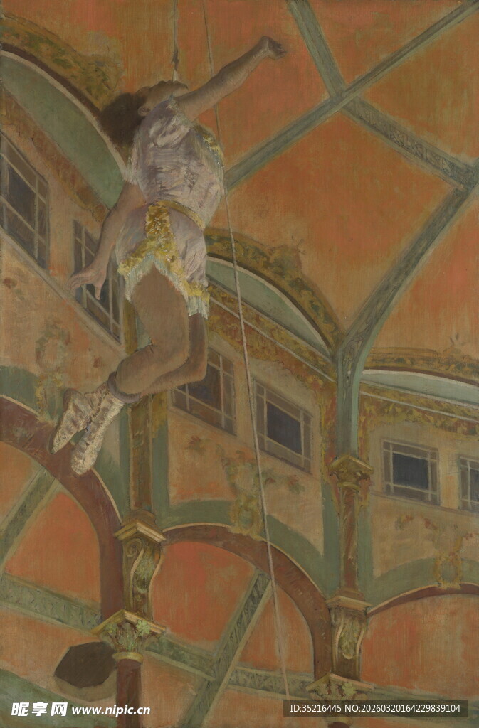 奇幻建筑中飞翔的神秘角色