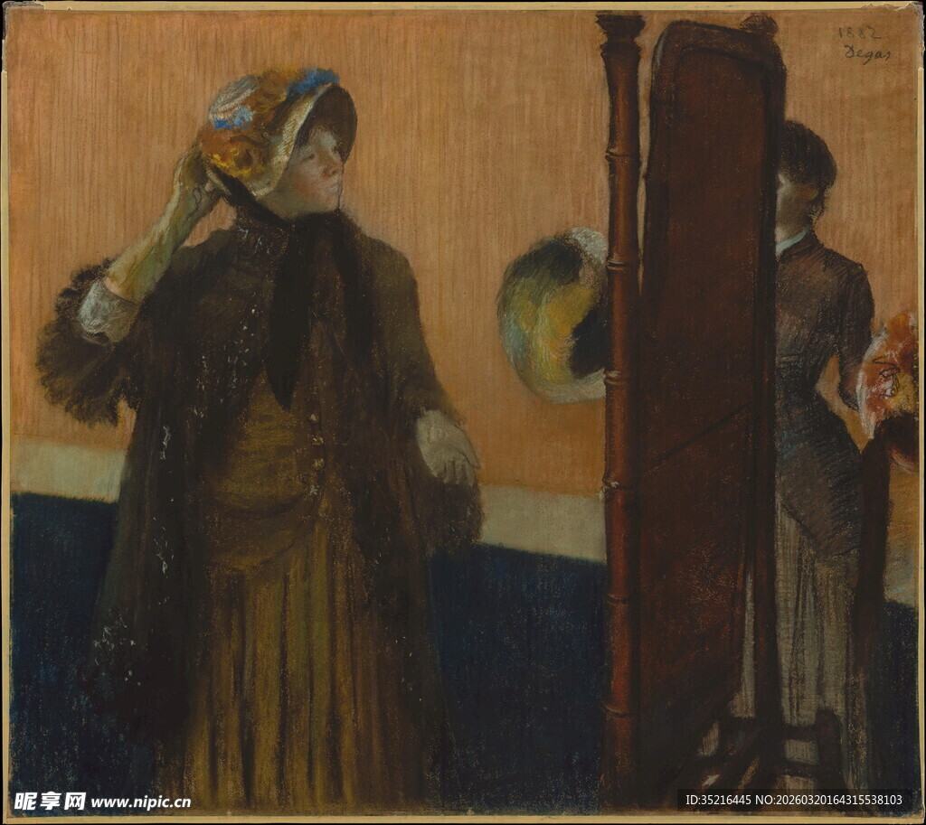 复古风格女性室内场景画