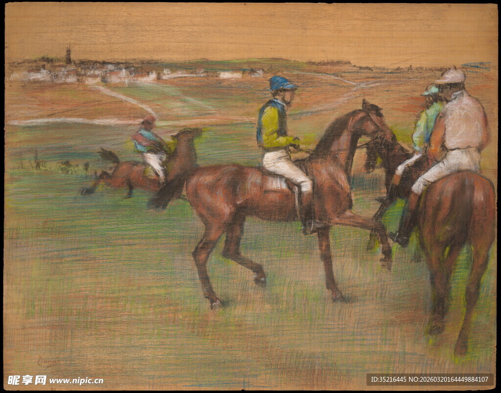 赛马比赛中的骑手与马匹