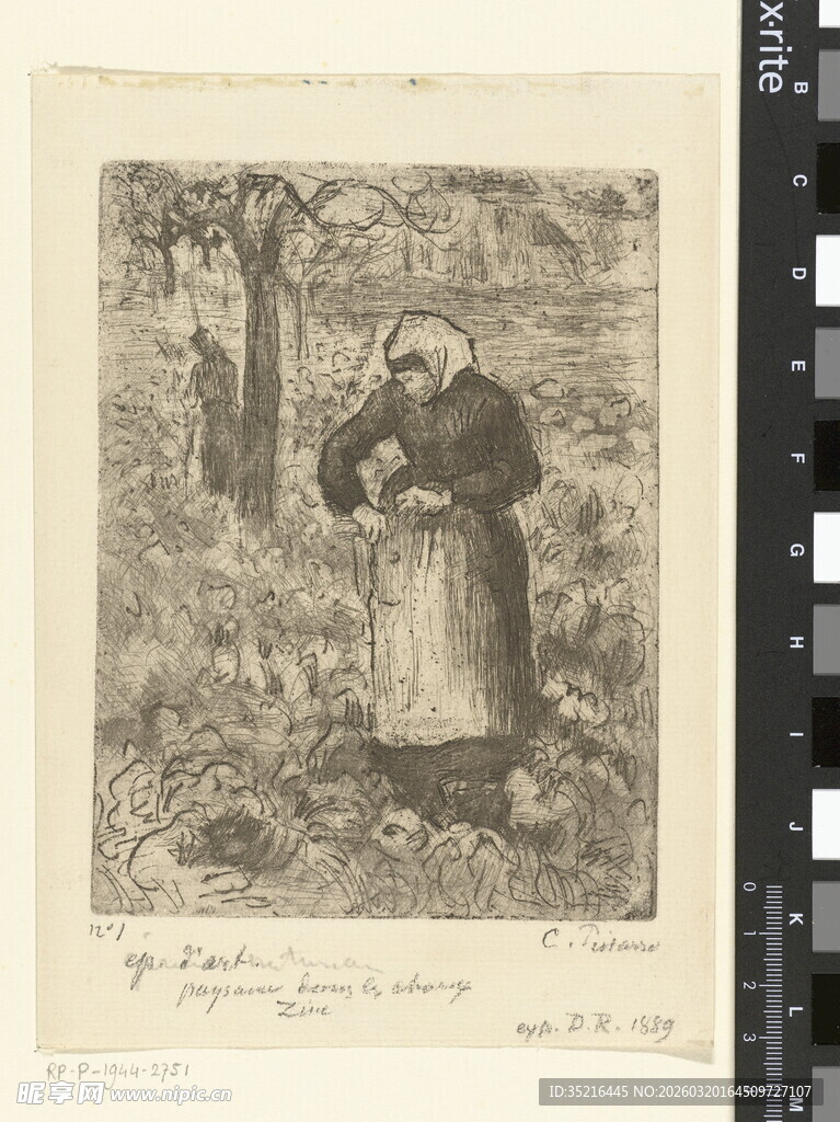 农妇于林间祈祷场景