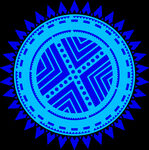 数码印花蓝色几何图案圆形装饰