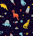 恐龙与太空元素卡通图案