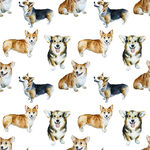 可爱柯基犬无缝图案设计