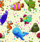 可爱海洋动物卡通图案