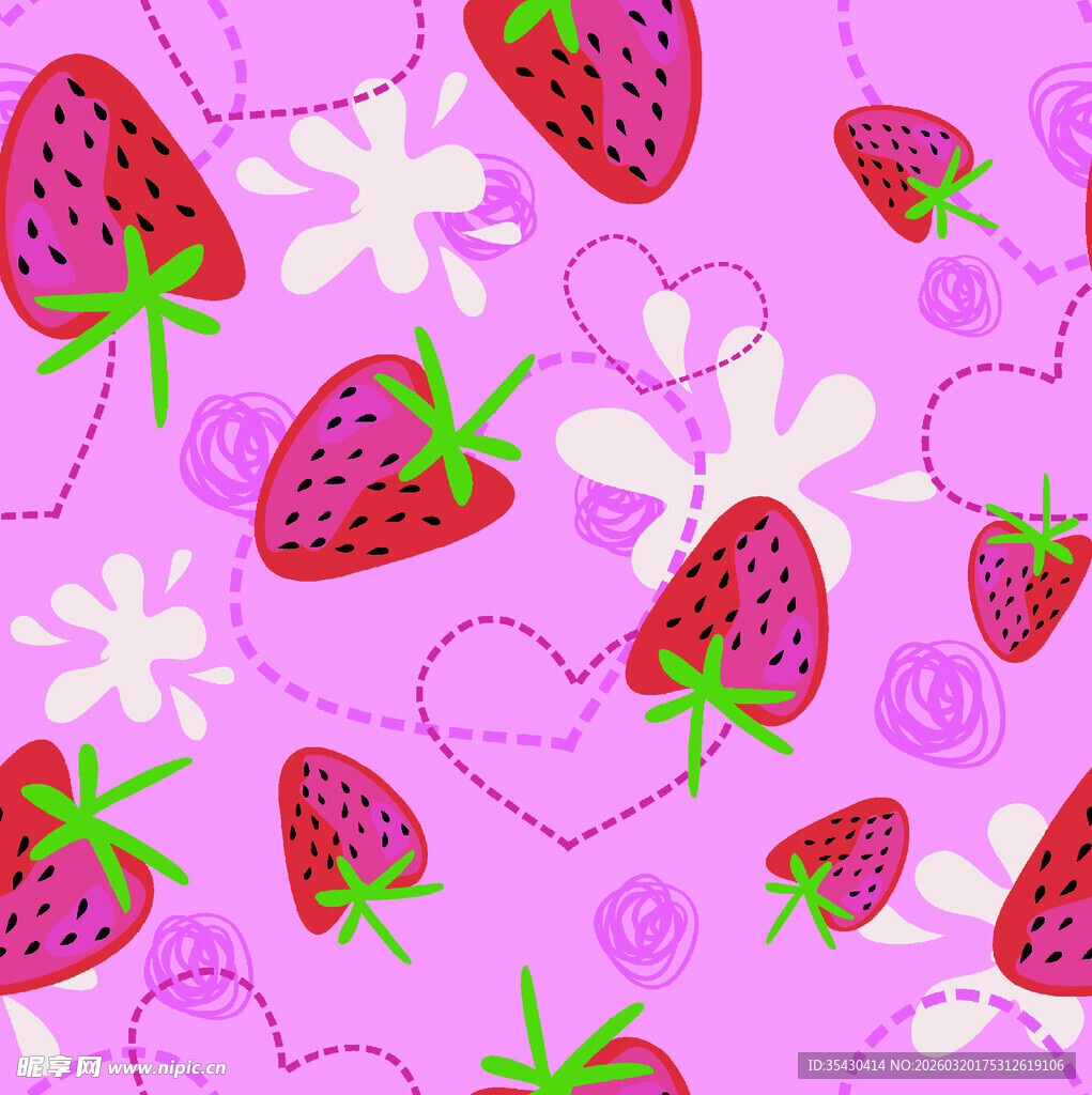 粉色草莓爱心图案背景