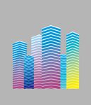 多彩几何风格城市建筑群