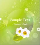 清新绿底双花背景图