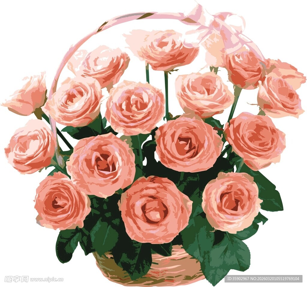 手绘粉色樱花花朵图案