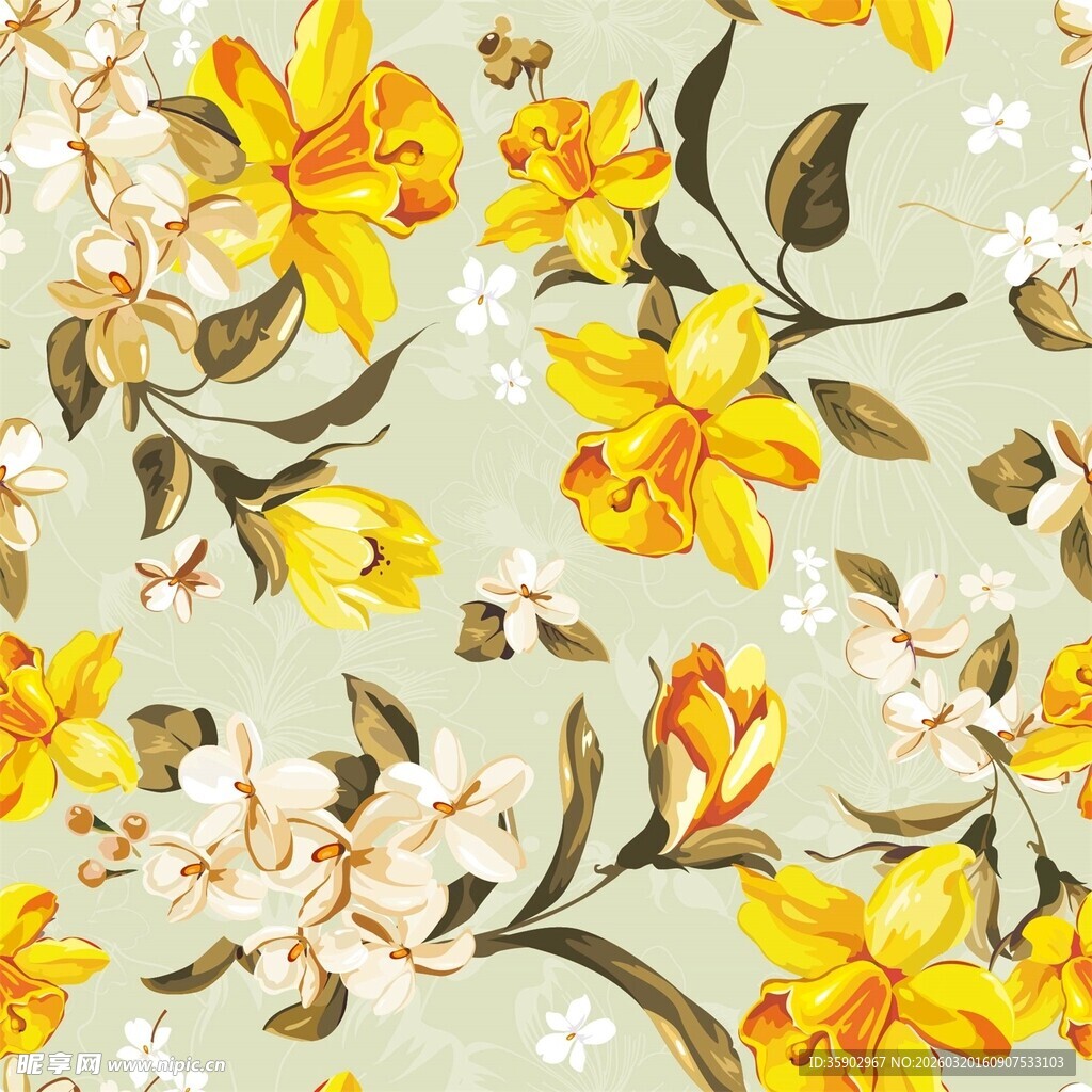 清新花卉图案背景图