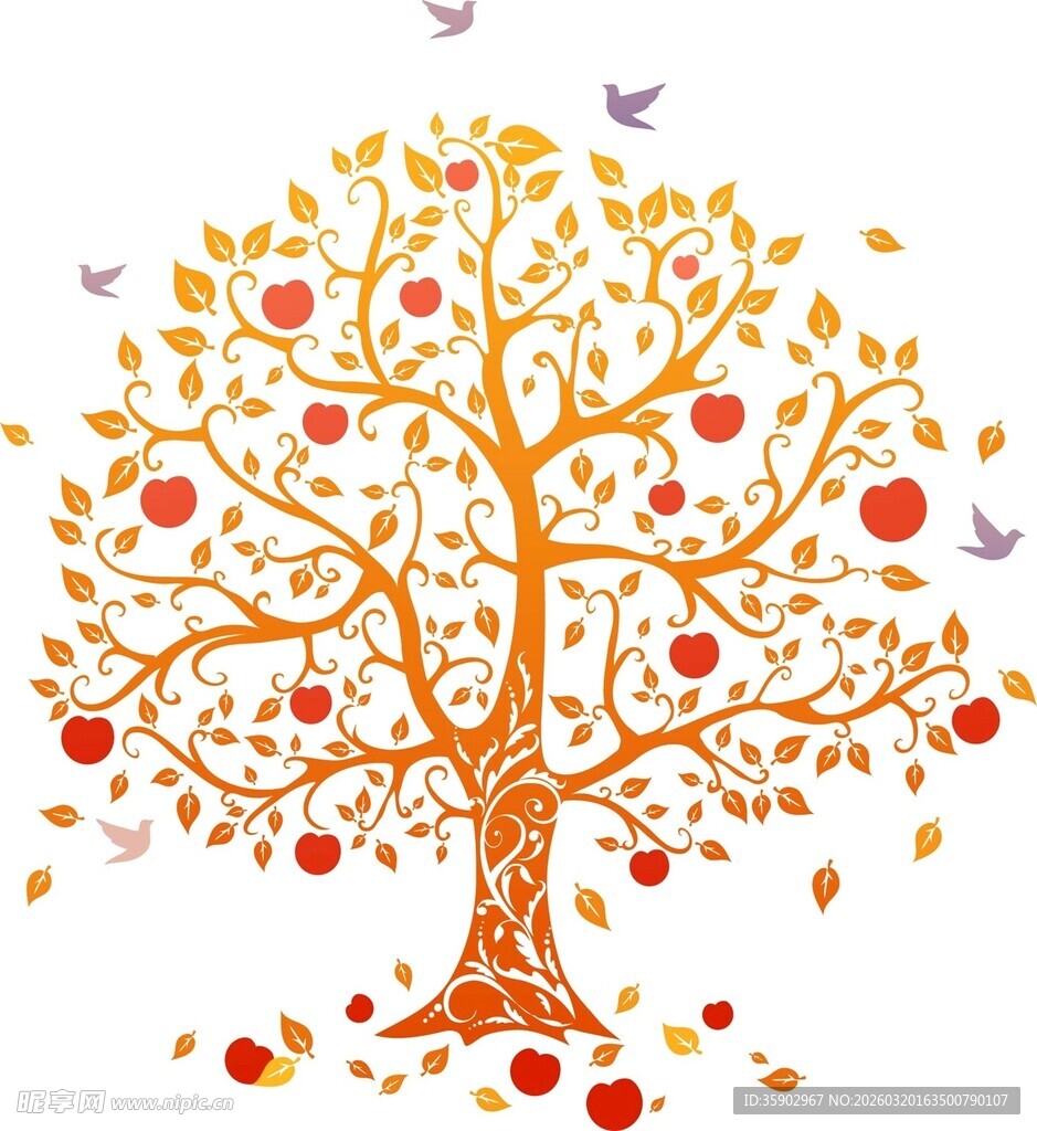 秋日硕果累累的梦幻果树