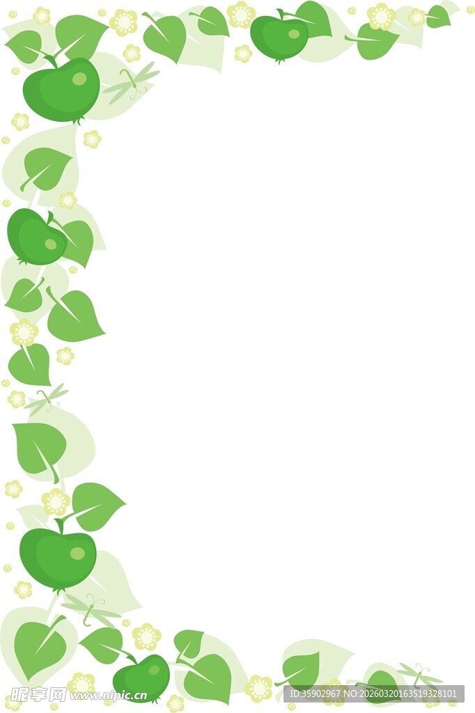绿叶心形边框装饰图案