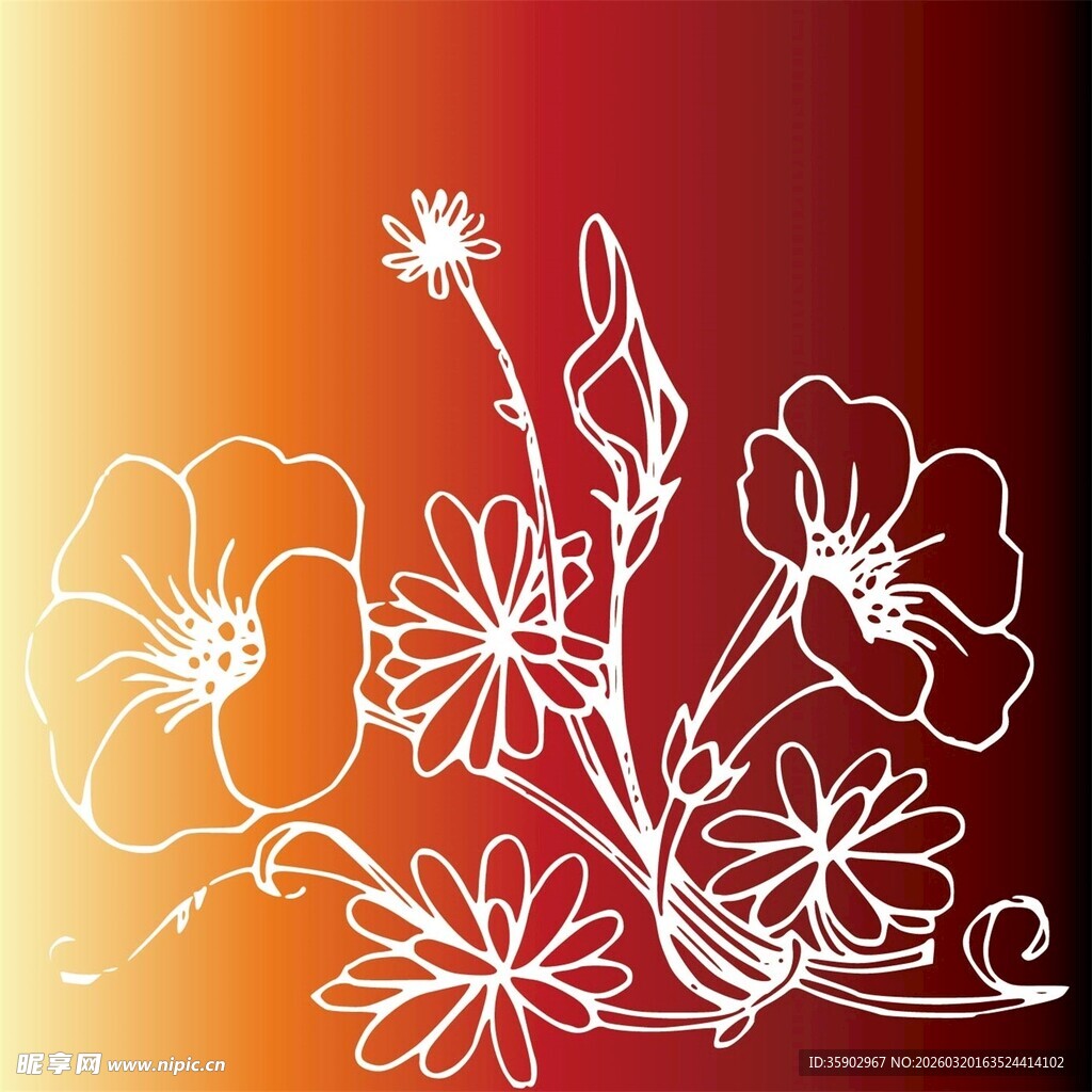 花卉线条艺术背景图