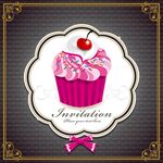 粉色纸杯蛋糕邀请卡