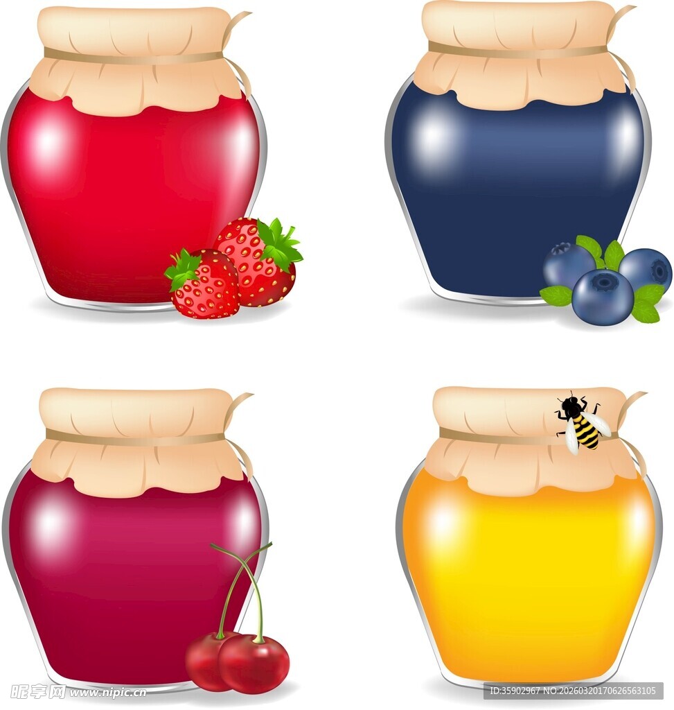 多彩果酱罐美味水果风味