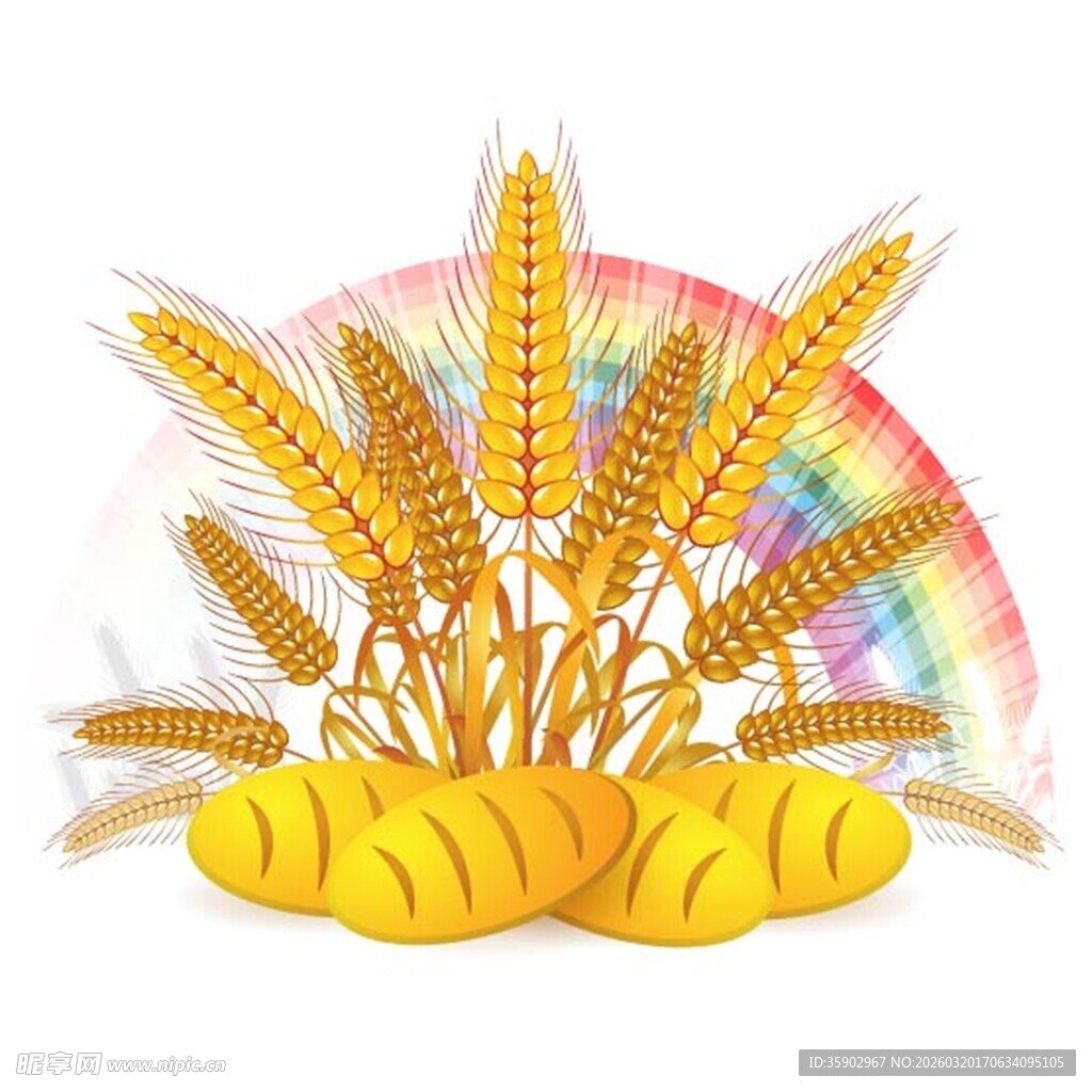 麦穗与面包的丰收景象