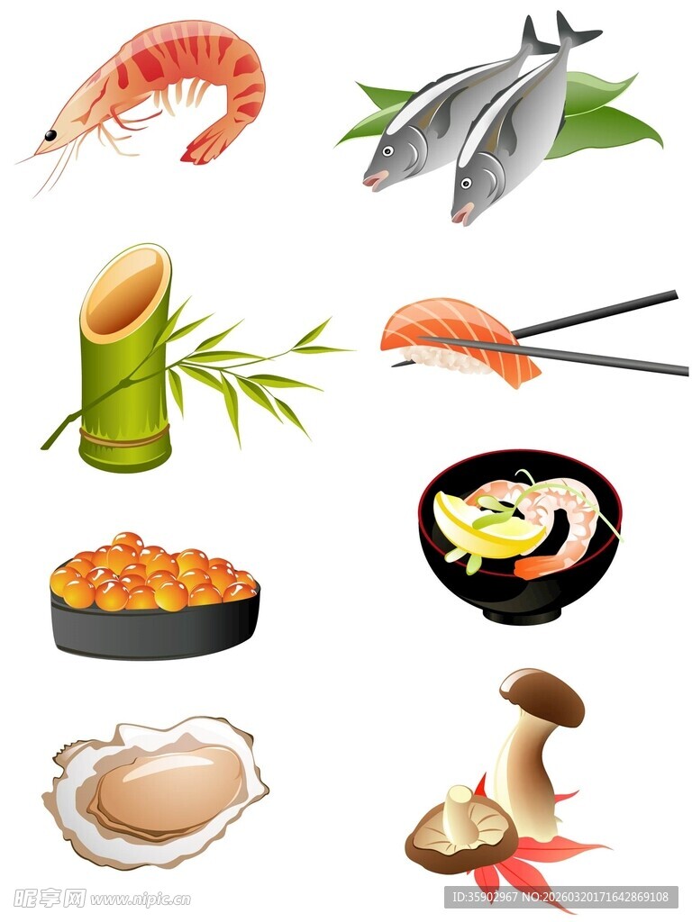 多样日式海鲜美食集合
