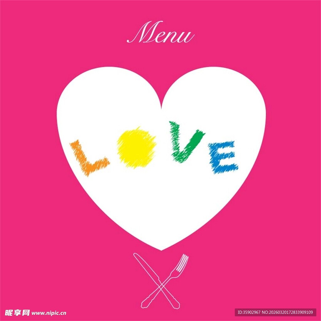 爱心图案中的多彩LOVE